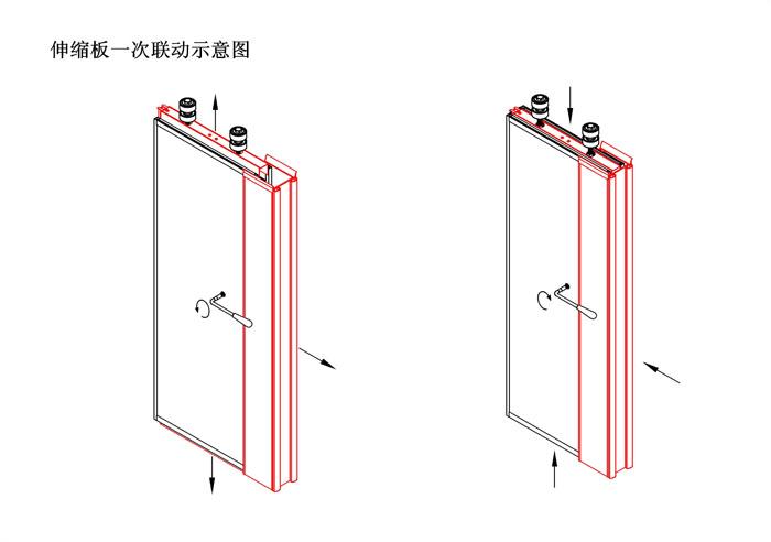 活動(dòng)隔斷伸縮板一次聯(lián)運(yùn)示意圖